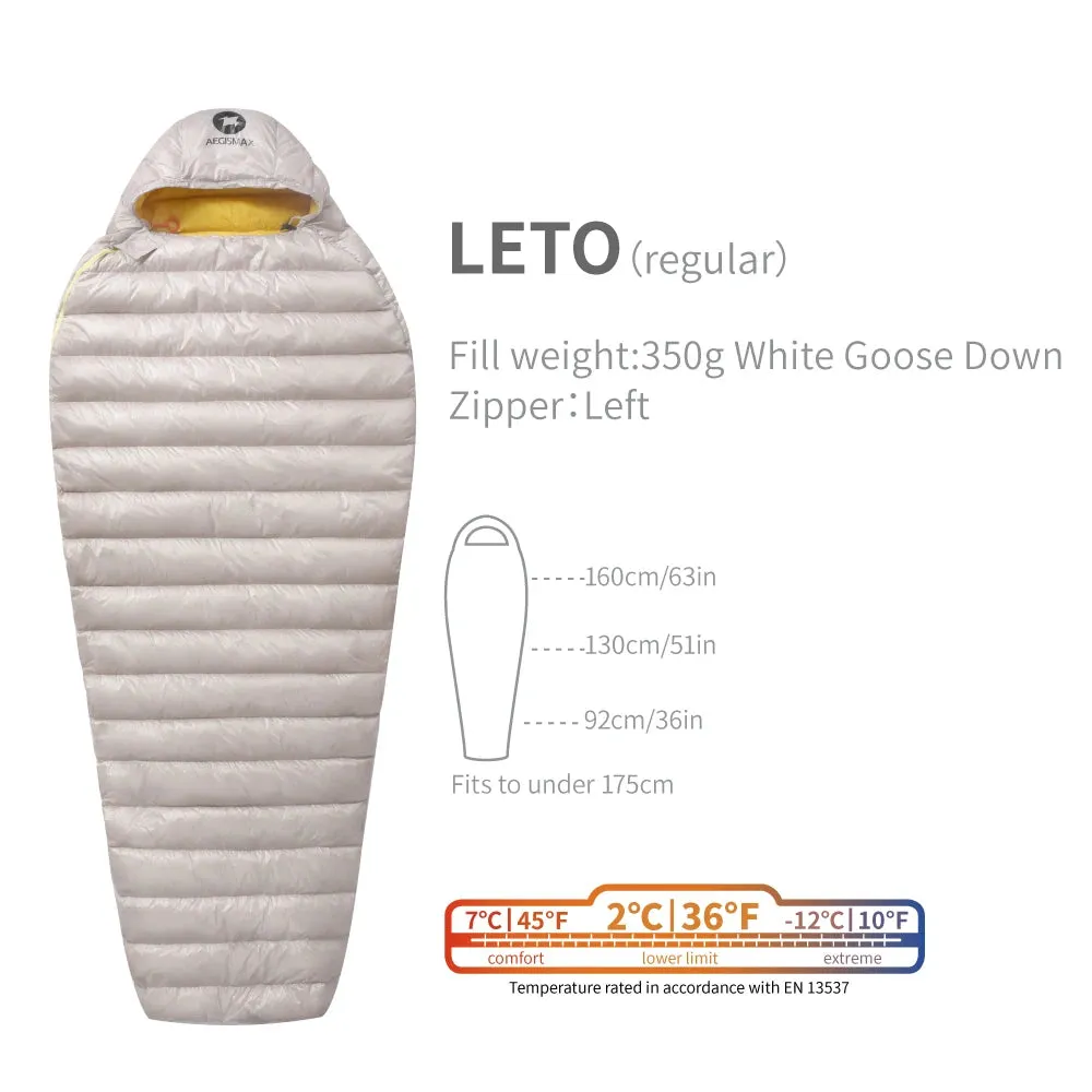 AEGISMAX LETO 2 Degree 700FP Ultra Dry Goose Down Sleeping Bag Ultralight Bag for Men & Women
