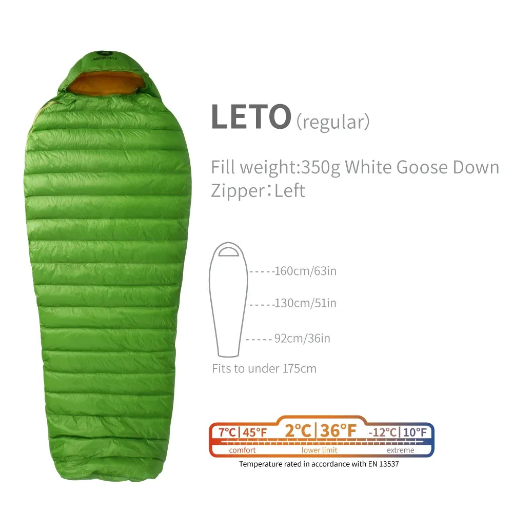 AEGISMAX LETO 2 Degree 700FP Ultra Dry Goose Down Sleeping Bag Ultralight Bag for Men & Women