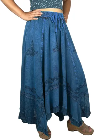 Agan Traders 2025 Spring Women's Flowy Handkerchief Hemline Midi Maxi Skirts for Women - Gypsy Embroidered Ruffle Long Skirts