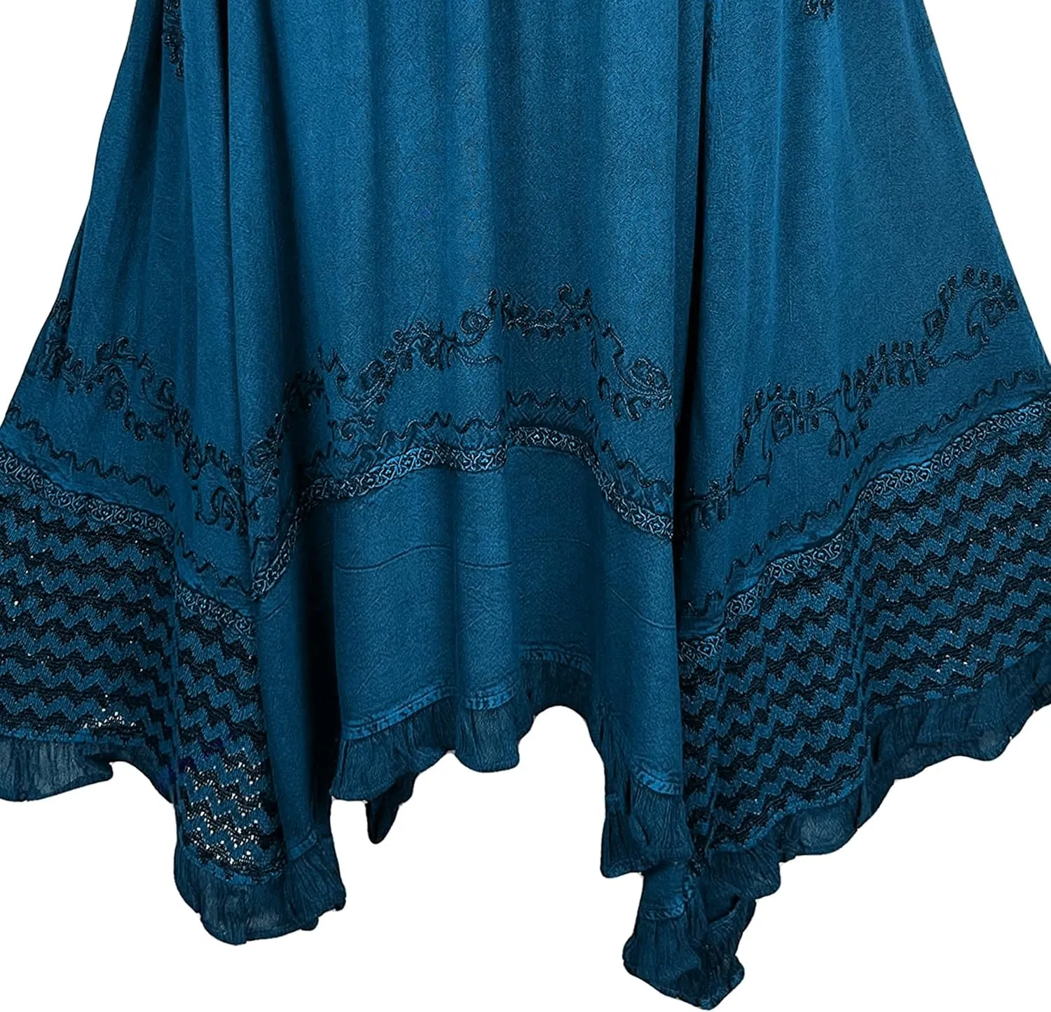 Agan Traders 2025 Spring Women's Flowy Handkerchief Hemline Midi Maxi Skirts for Women - Gypsy Embroidered Ruffle Long Skirts