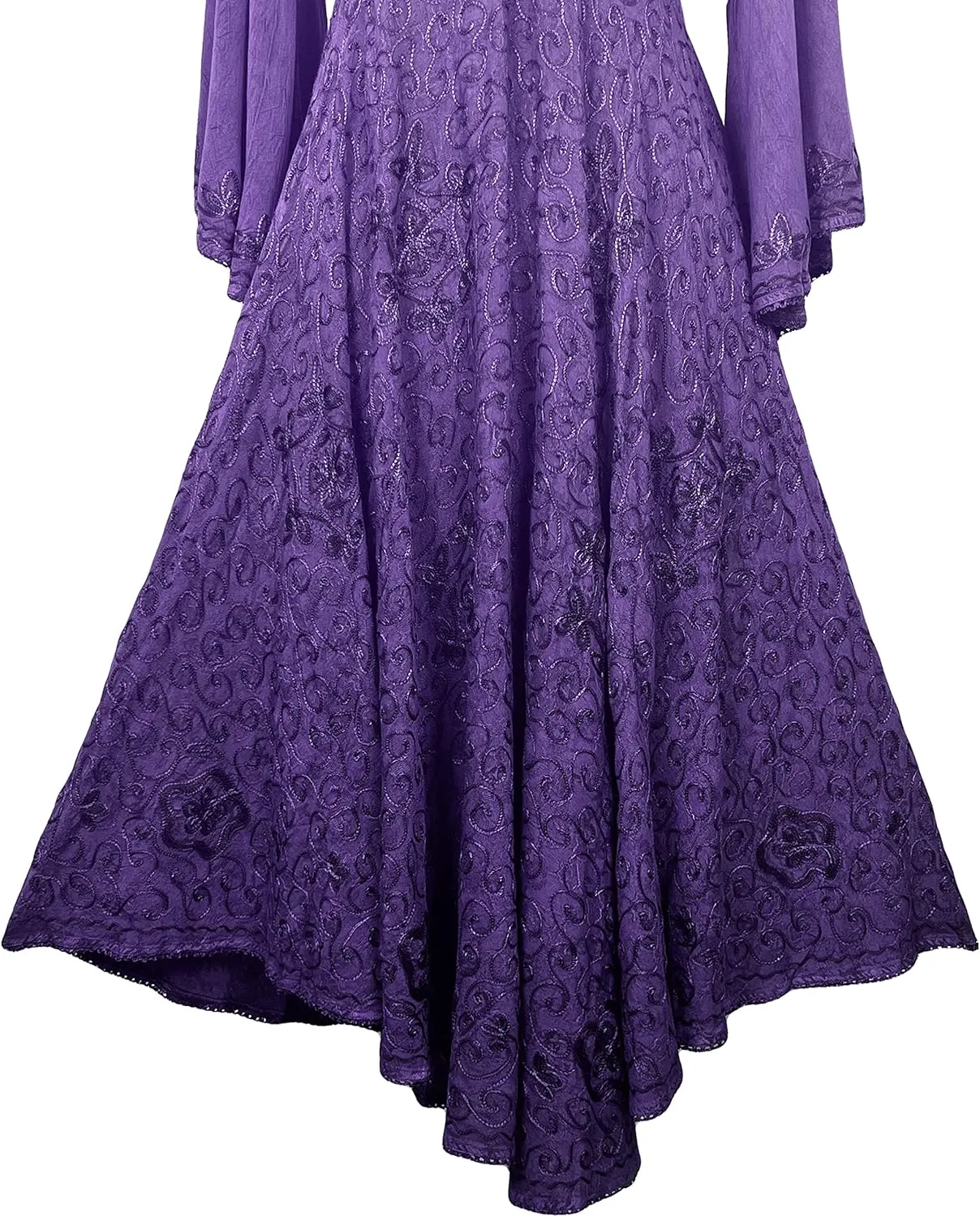 Agan Traders Women's 2025 Sping Bohemian Medieval Renaissance Embroidered Bell Sleeve Flared Calf Length Dress Gown