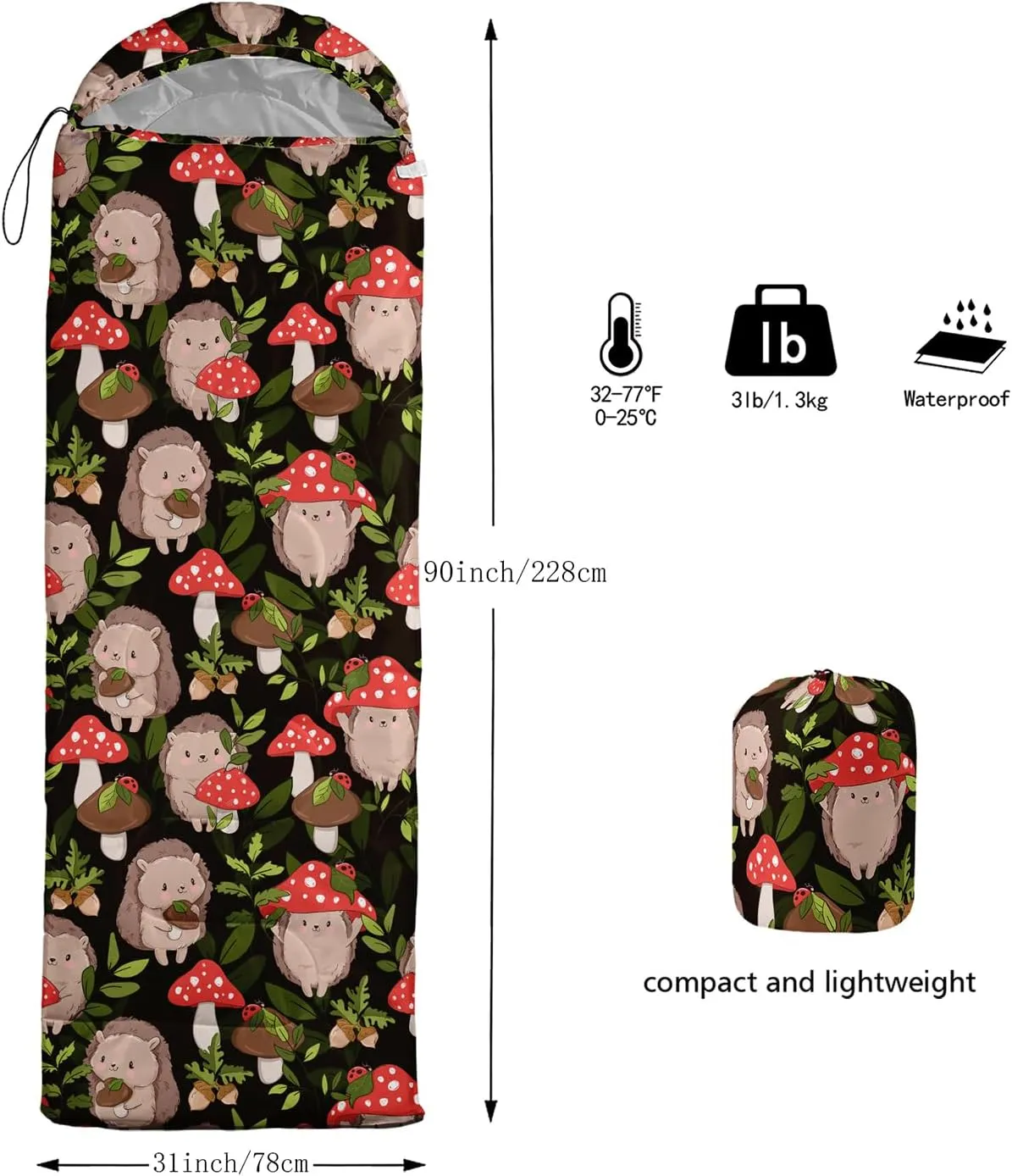 AILONEN Blue Butterfly Sleeping Bags,Lightweight & Waterproof,3 Season Warm & Cool Weather,Fairy Forest Flower Sleeping Bags for Kids,Girls,Adults,Travelling,Outdoors