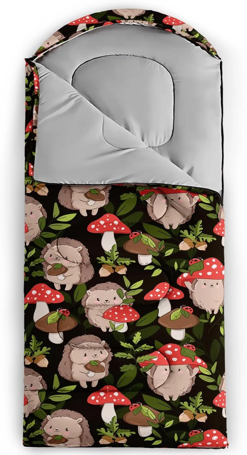 AILONEN Blue Butterfly Sleeping Bags,Lightweight & Waterproof,3 Season Warm & Cool Weather,Fairy Forest Flower Sleeping Bags for Kids,Girls,Adults,Travelling,Outdoors
