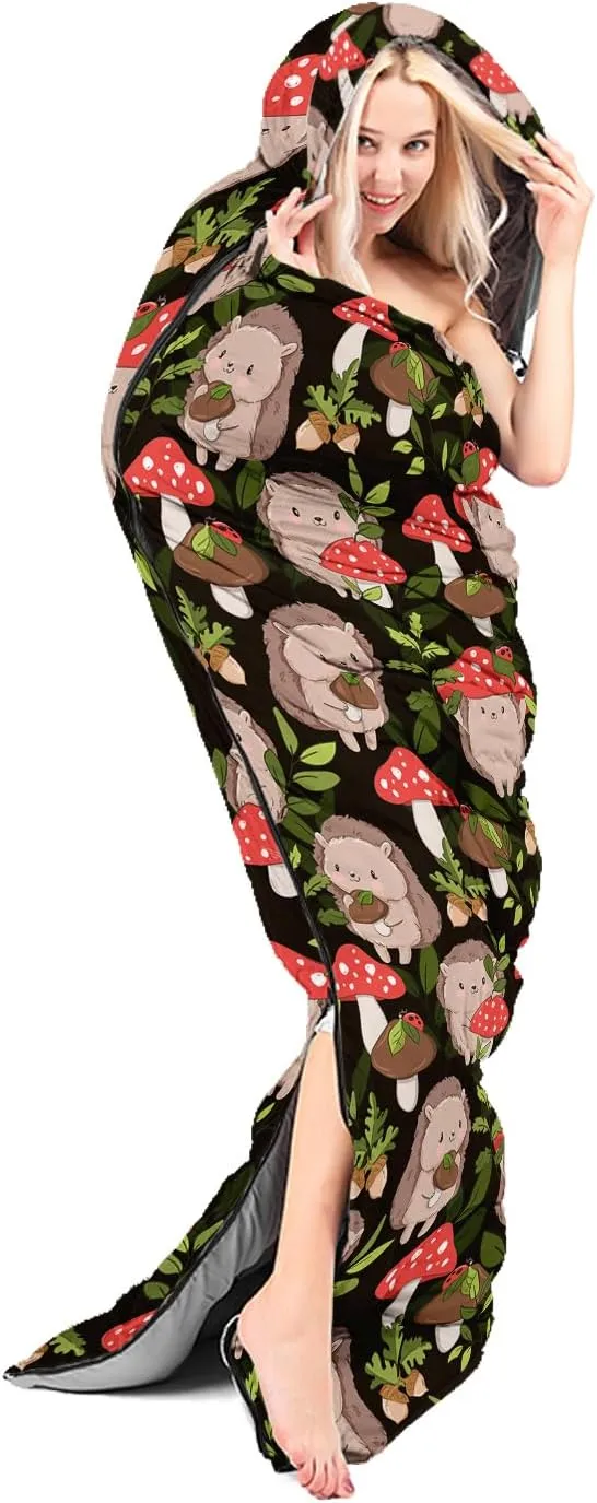 AILONEN Blue Butterfly Sleeping Bags,Lightweight & Waterproof,3 Season Warm & Cool Weather,Fairy Forest Flower Sleeping Bags for Kids,Girls,Adults,Travelling,Outdoors