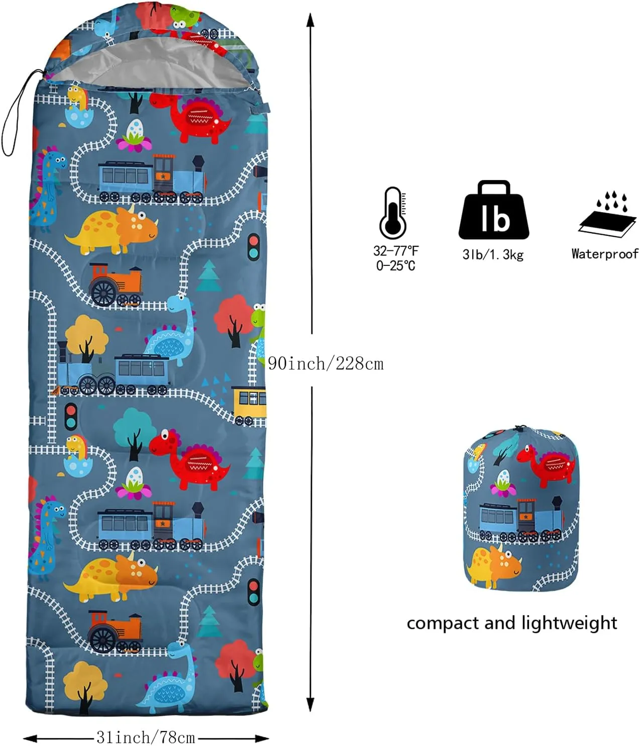 AILONEN Dolphin Camping Sleeping Bag for Boys Girls Adults,Lightweight & Waterproof,3 Season Warm & Cold Weather,Portable,Blue Dolphin Sea Animal Print Sleeping Bag,Traveling,Camping,Hiking
