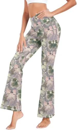 ALAZA Women's Watercolor Pink Roses Blooming Garden Flowers Flare Yoga Pants