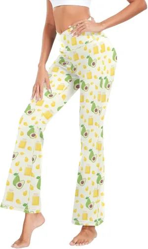 ALAZA Women's Watermelon Slices and Doodles Flare Yoga Pants