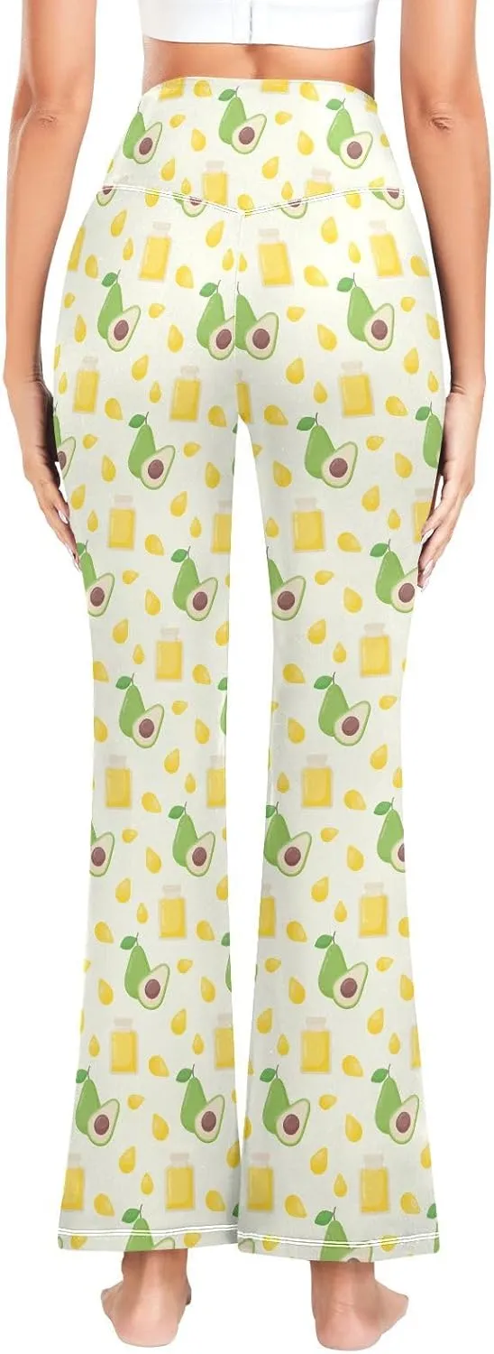 ALAZA Women's Watermelon Slices and Doodles Flare Yoga Pants