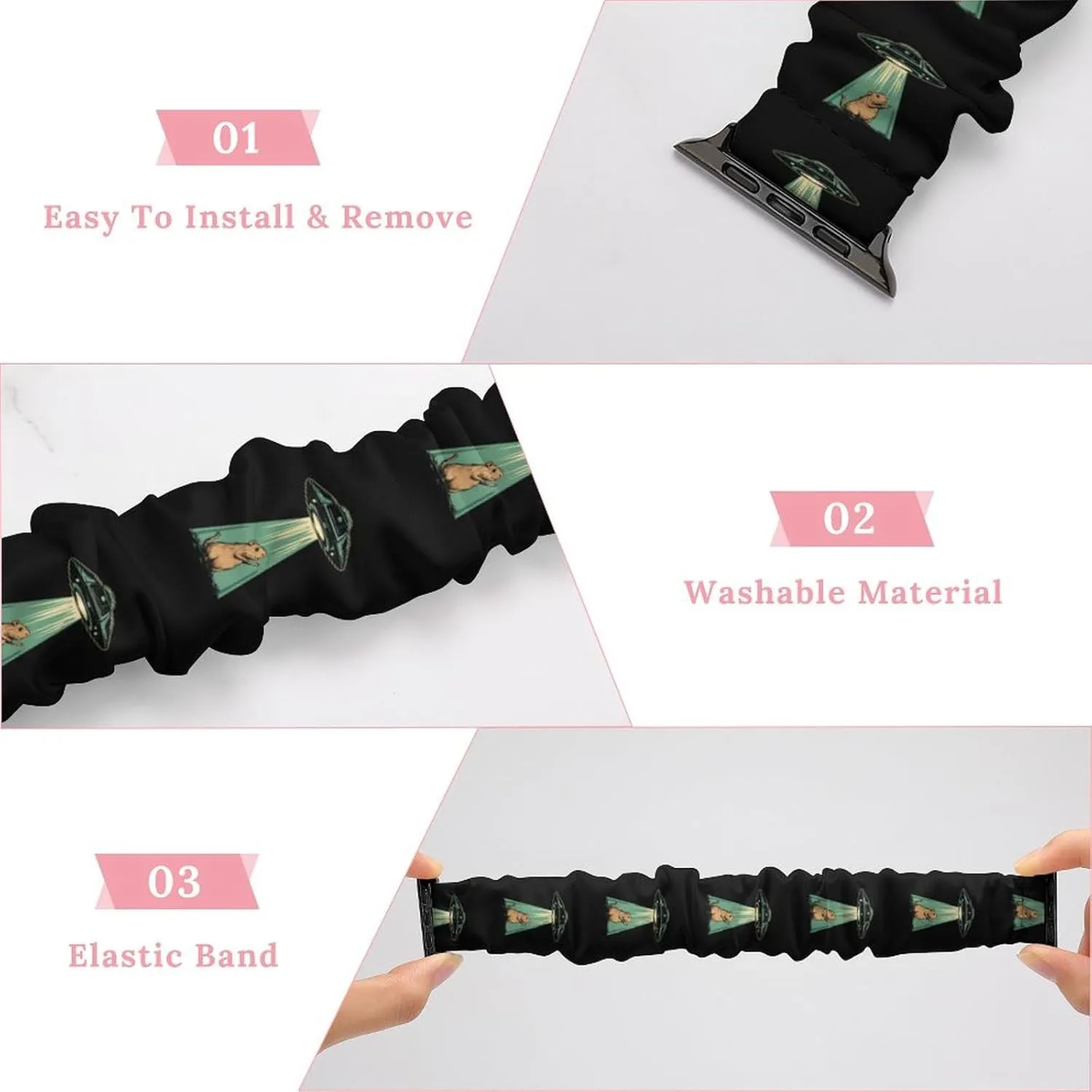 Aliens Capybara Guinea Pigs Fashion Watch Strap Scrunchies Wristbands Compatible With IWatch Series