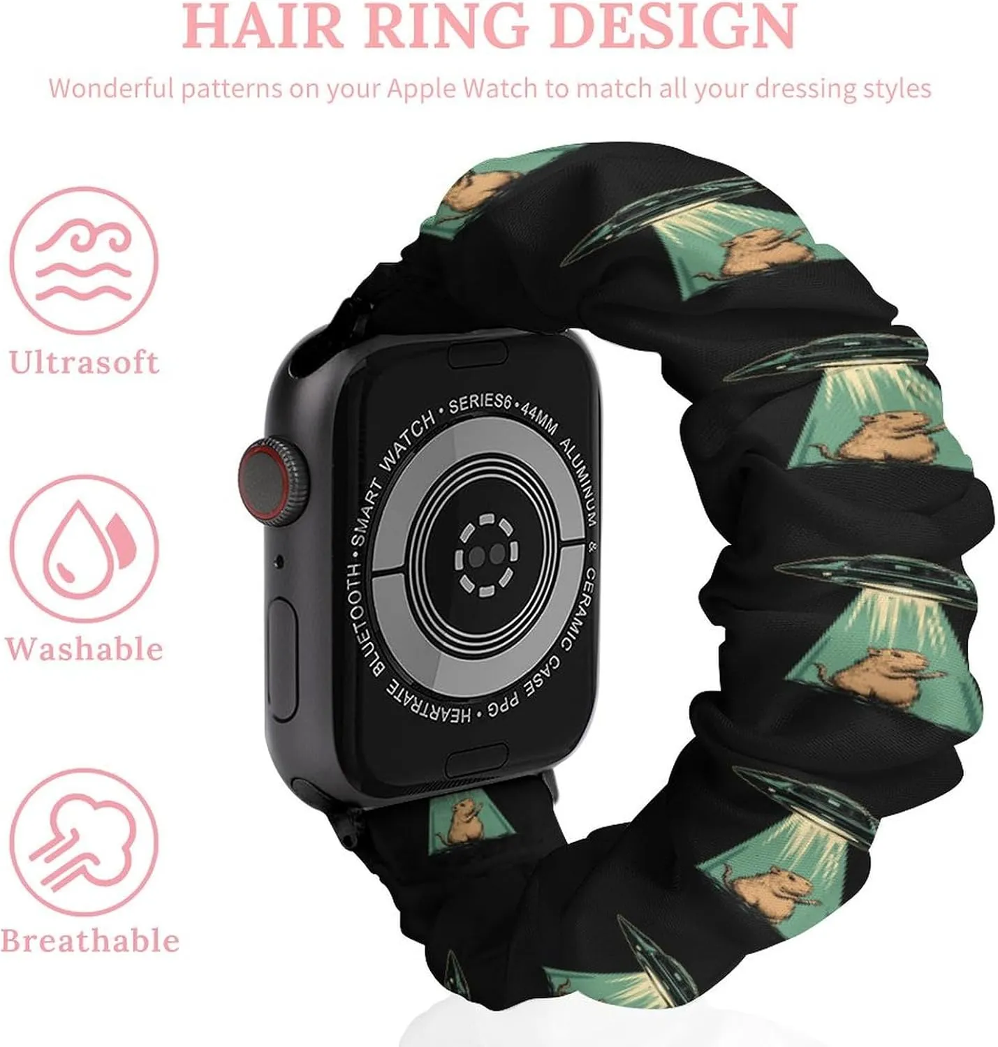 Aliens Capybara Guinea Pigs Fashion Watch Strap Scrunchies Wristbands Compatible With IWatch Series