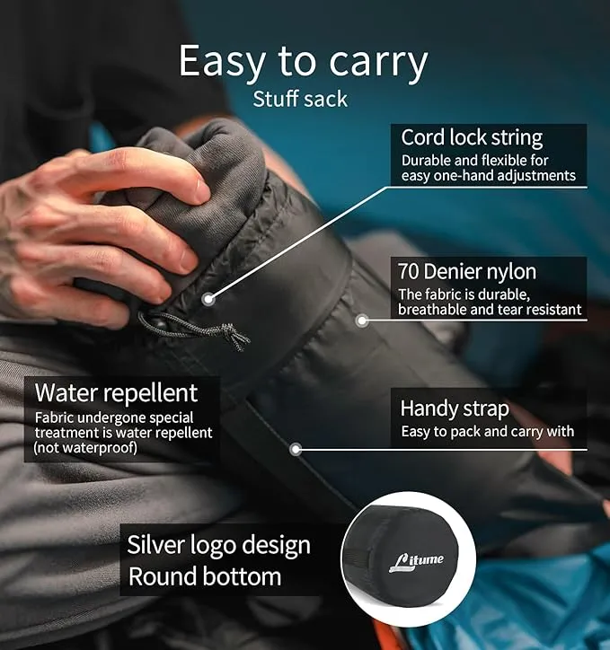 All Season Fleece Sleeping Bag Liner Adds Up to 27°F/ 15°C, Lightweight Mummy Sleeping Sack for Cold Weather and Winter Backpacking, Camping, Traveling with Drawstring Hood and Stuff Sack E629