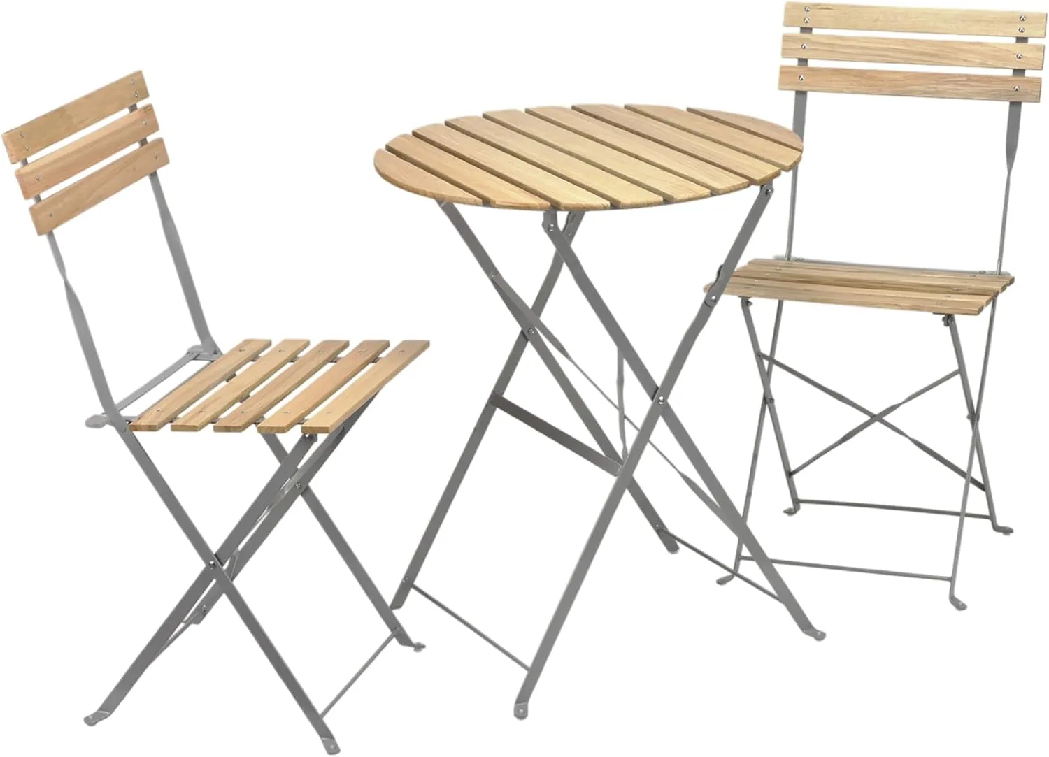Alpine Corporation 3-Piece Wood Slat and Metal Bistro Set