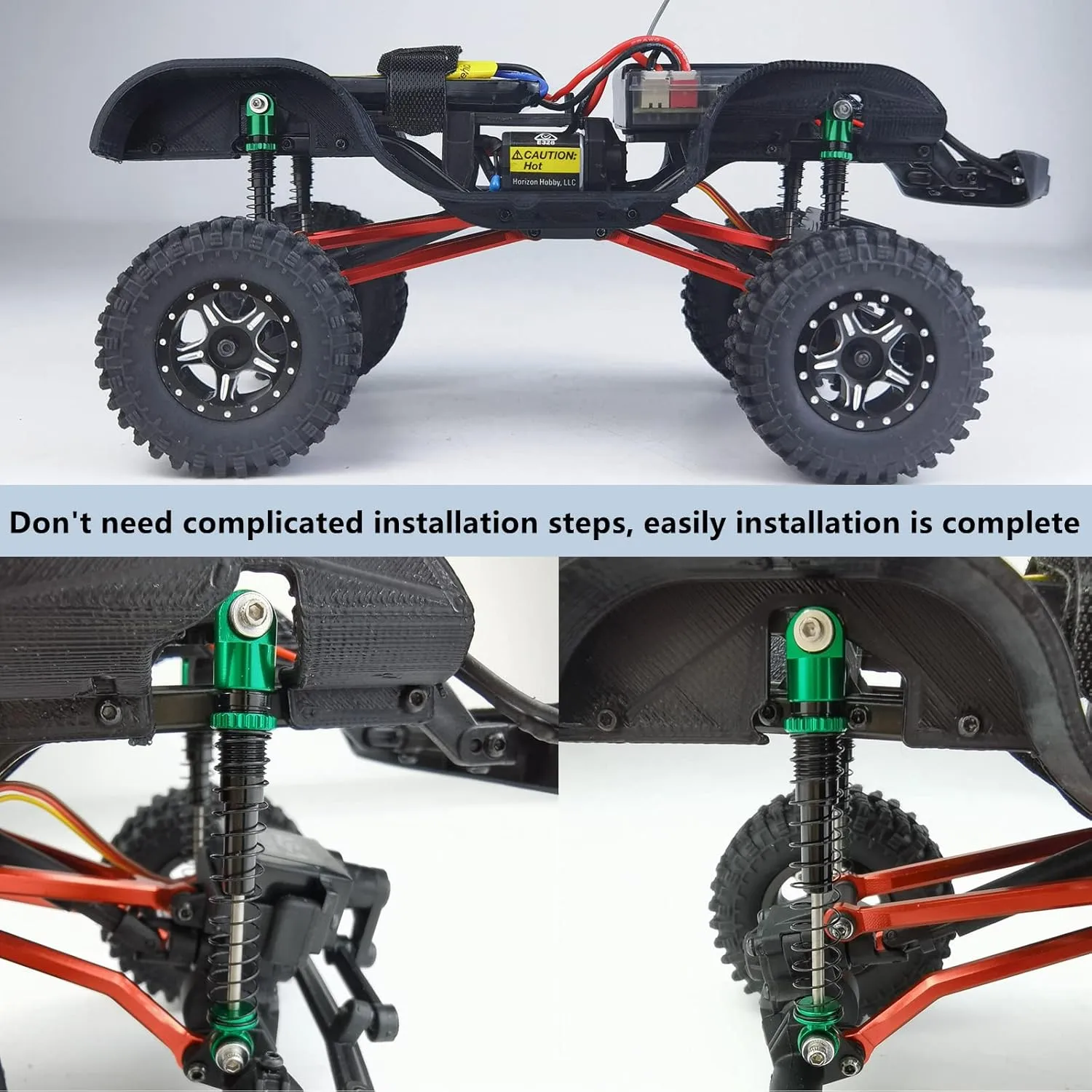 Aluminum Alloy 4Pcs RC Shock 48mm Ajustable Shocks Absorber Dampers for SCX24 Shocks 48mm Upgrades 1/24 RC Crawler Car Accessories, Black and Purple