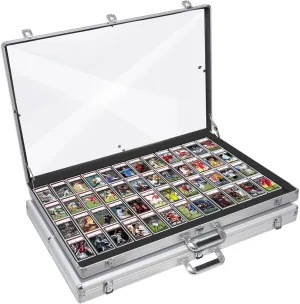 Aluminum Glass Display Case for Cards, 2 Pack XL Large Table Top Display Case with Lock, Portable Trade Show Display Case for Jewelry MTG Cards Collectible Cards.