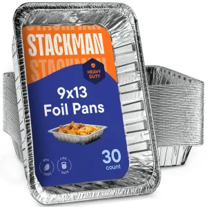 Aluminum Pans 9x13 Disposable Aluminum Foil Pans [30-Pack] Large Baking Pan Trays - Heavy Duty Tin Tray Half Size Chafing Dishes. Food Containers for Roasting, Cooking, Heating or Steam Table