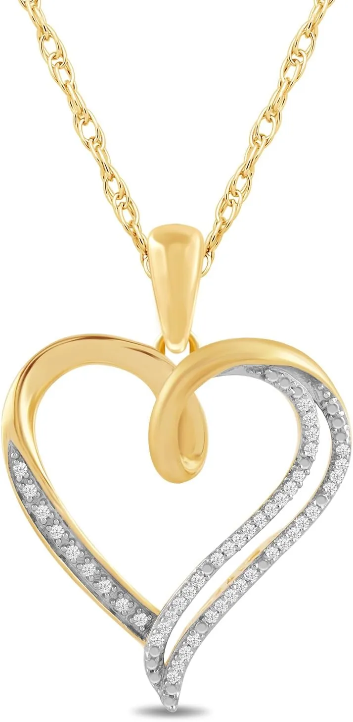 Amazon Essentials Sterling Silver Diamond Heart Pendant Necklace (previously Amazon Collection)