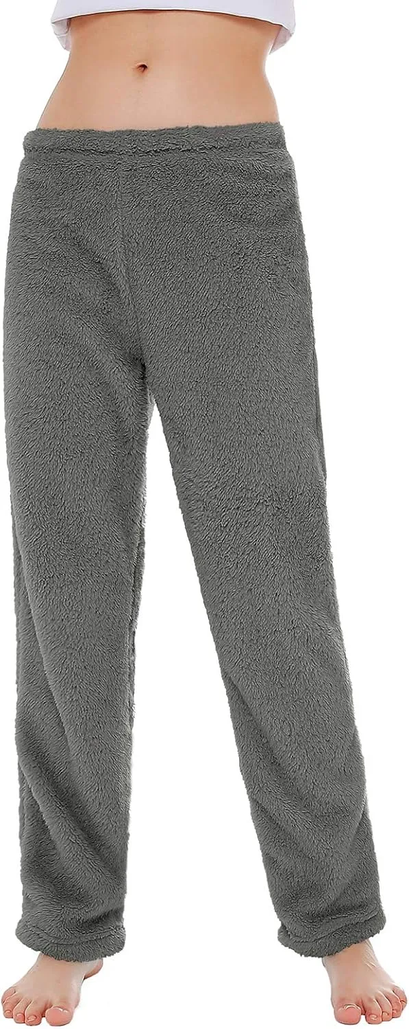 American Trends Womens Plush Pajama Pants Soft Fuzzy Pajama Bottoms for Women Cozy Pj Fleece Lounge Pants