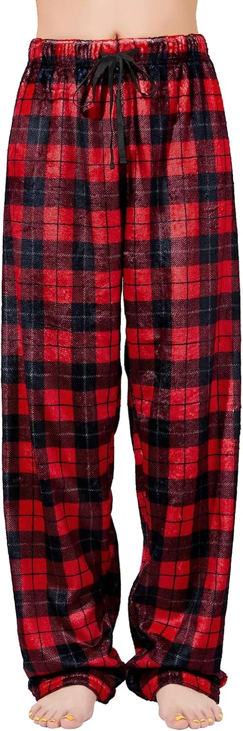 American Trends Womens Plush Pajama Pants Soft Fuzzy Pajama Bottoms for Women Cozy Pj Fleece Lounge Pants