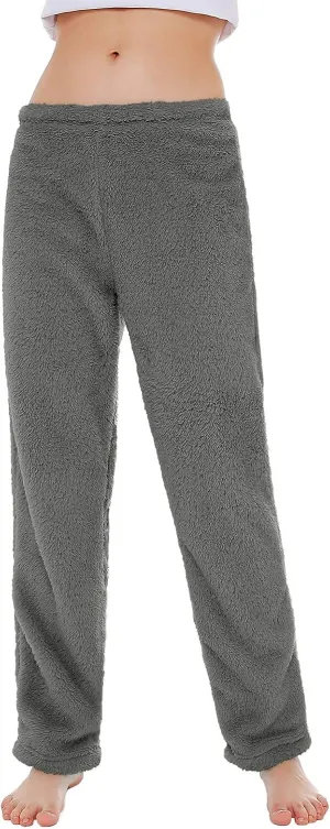 American Trends Womens Plush Pajama Pants Soft Fuzzy Pajama Bottoms for Women Cozy Pj Fleece Lounge Pants