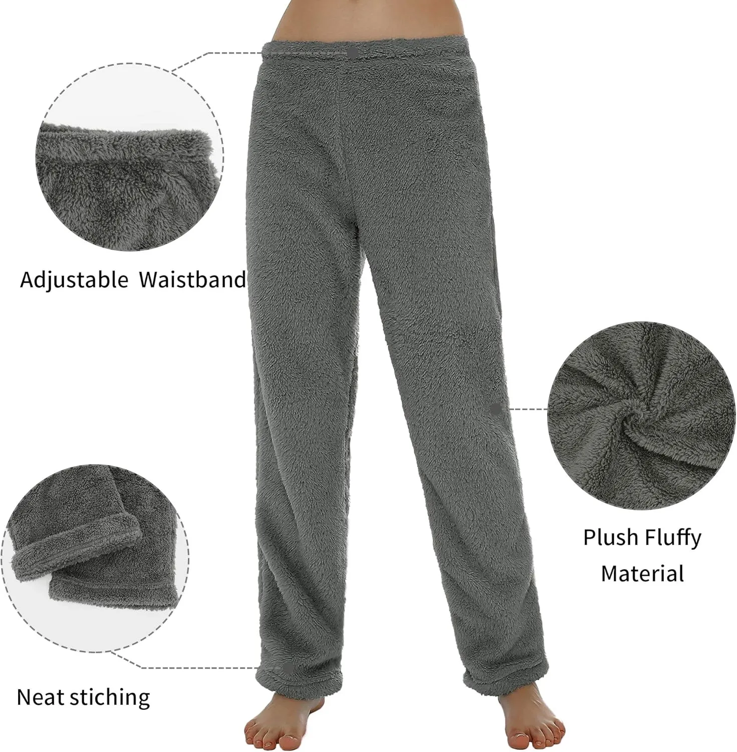 American Trends Womens Plush Pajama Pants Soft Fuzzy Pajama Bottoms for Women Cozy Pj Fleece Lounge Pants