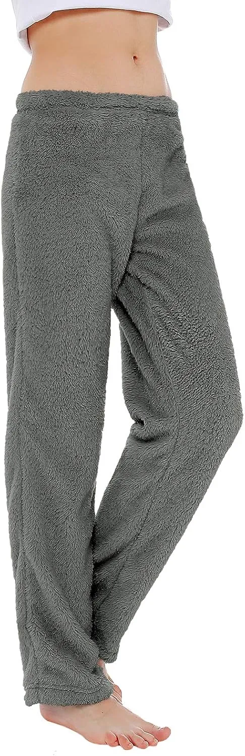 American Trends Womens Plush Pajama Pants Soft Fuzzy Pajama Bottoms for Women Cozy Pj Fleece Lounge Pants