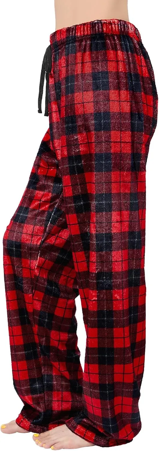 American Trends Womens Plush Pajama Pants Soft Fuzzy Pajama Bottoms for Women Cozy Pj Fleece Lounge Pants