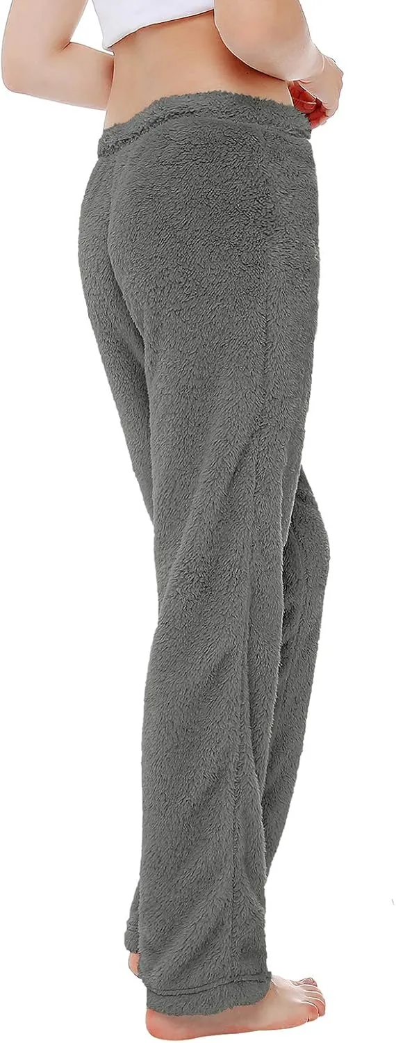 American Trends Womens Plush Pajama Pants Soft Fuzzy Pajama Bottoms for Women Cozy Pj Fleece Lounge Pants