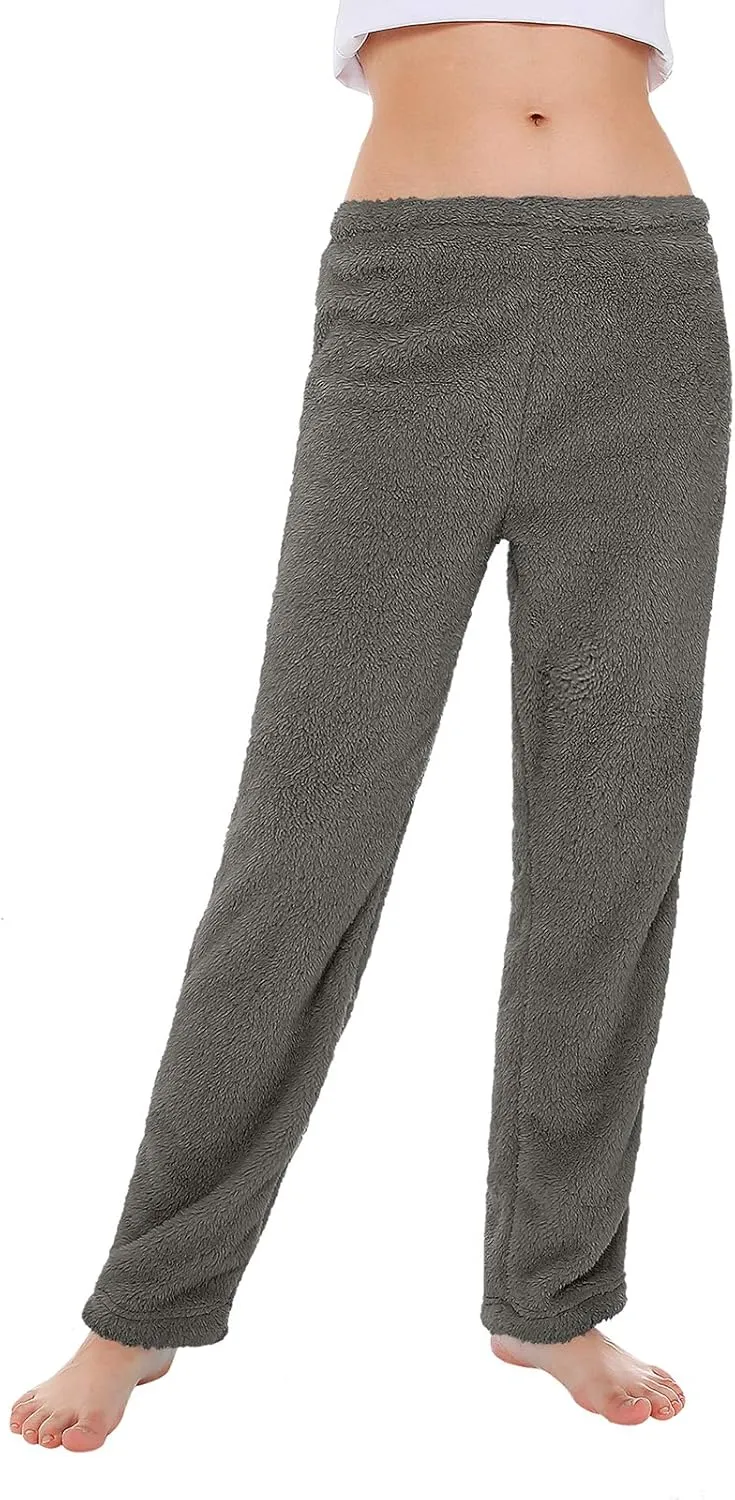 American Trends Womens Plush Pajama Pants Soft Fuzzy Pajama Bottoms for Women Cozy Pj Fleece Lounge Pants