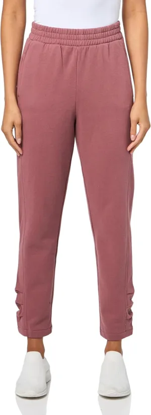 Andrew Marc Women's Mid Rise Pleated Ankles Fleece Bottoms