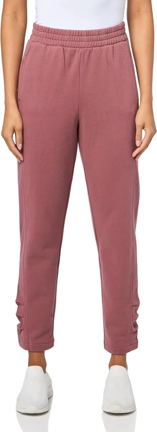 Andrew Marc Women's Mid Rise Pleated Ankles Fleece Bottoms