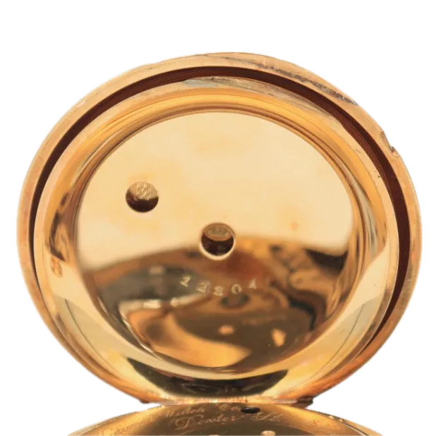 Antique 10s Elgin Dexter HZR & Bro Hunter Pocket Watch 28 w/ Box 18k Gold USA