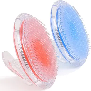 Aonee 2 Pack Exfoliating Brush, Body Scrubber, Exfoliating Scrubber to Treat and Prevent Razor Bumps and Ingrown Hairs, Massage Shower Brush, Silky Smooth Skin Solution for Men and Women, Blue Orange