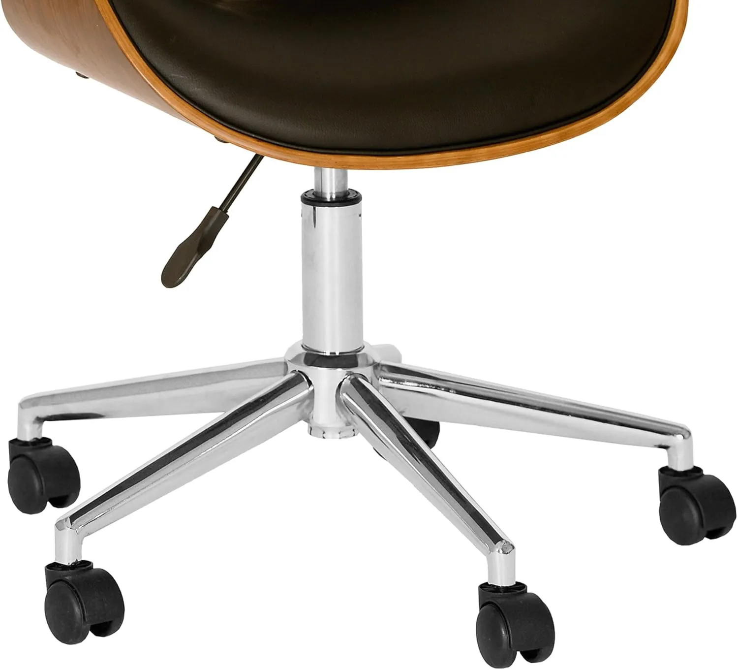 Armen Living Daphne Office Chair in Black Faux Leather and Chrome Finish, 33" x 21" x 20"