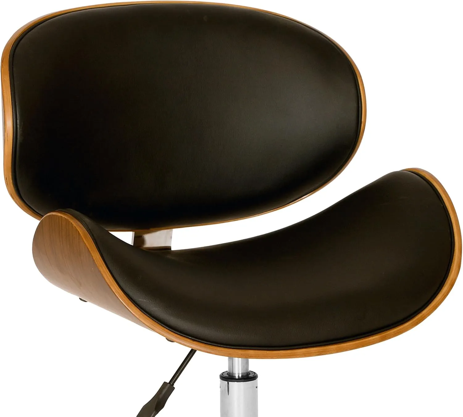 Armen Living Daphne Office Chair in Black Faux Leather and Chrome Finish, 33" x 21" x 20"