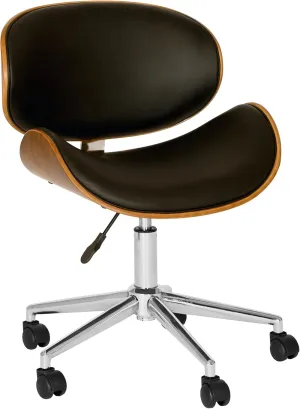 Armen Living Daphne Office Chair in Black Faux Leather and Chrome Finish, 33" x 21" x 20"