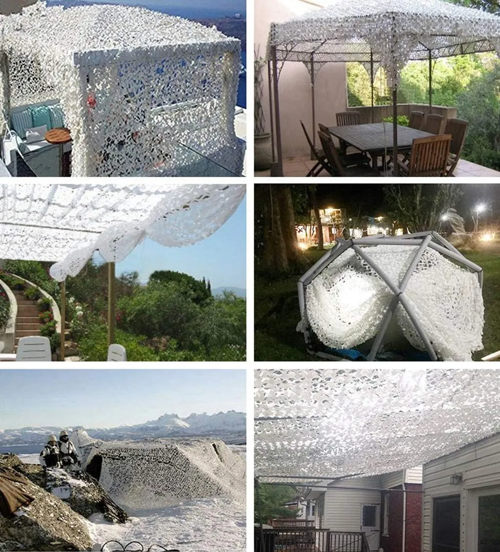 Army Camouflage Net White UV Resistant Camo Shade Netting for Camping, Hunting, Shooting, Blind, Woodland,Sunscreen Netting Military Theme Party Decoration