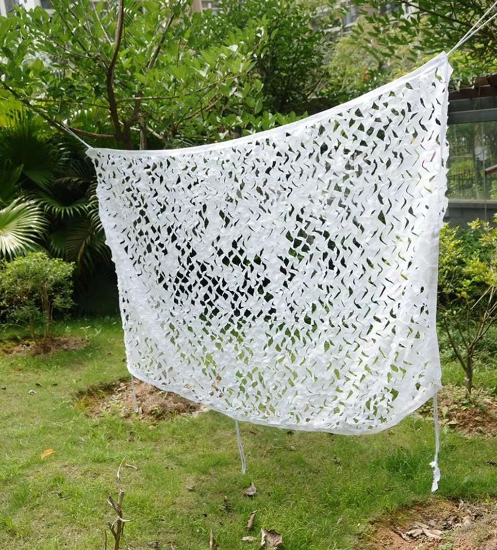 Army Camouflage Net White UV Resistant Camo Shade Netting for Camping, Hunting, Shooting, Blind, Woodland,Sunscreen Netting Military Theme Party Decoration