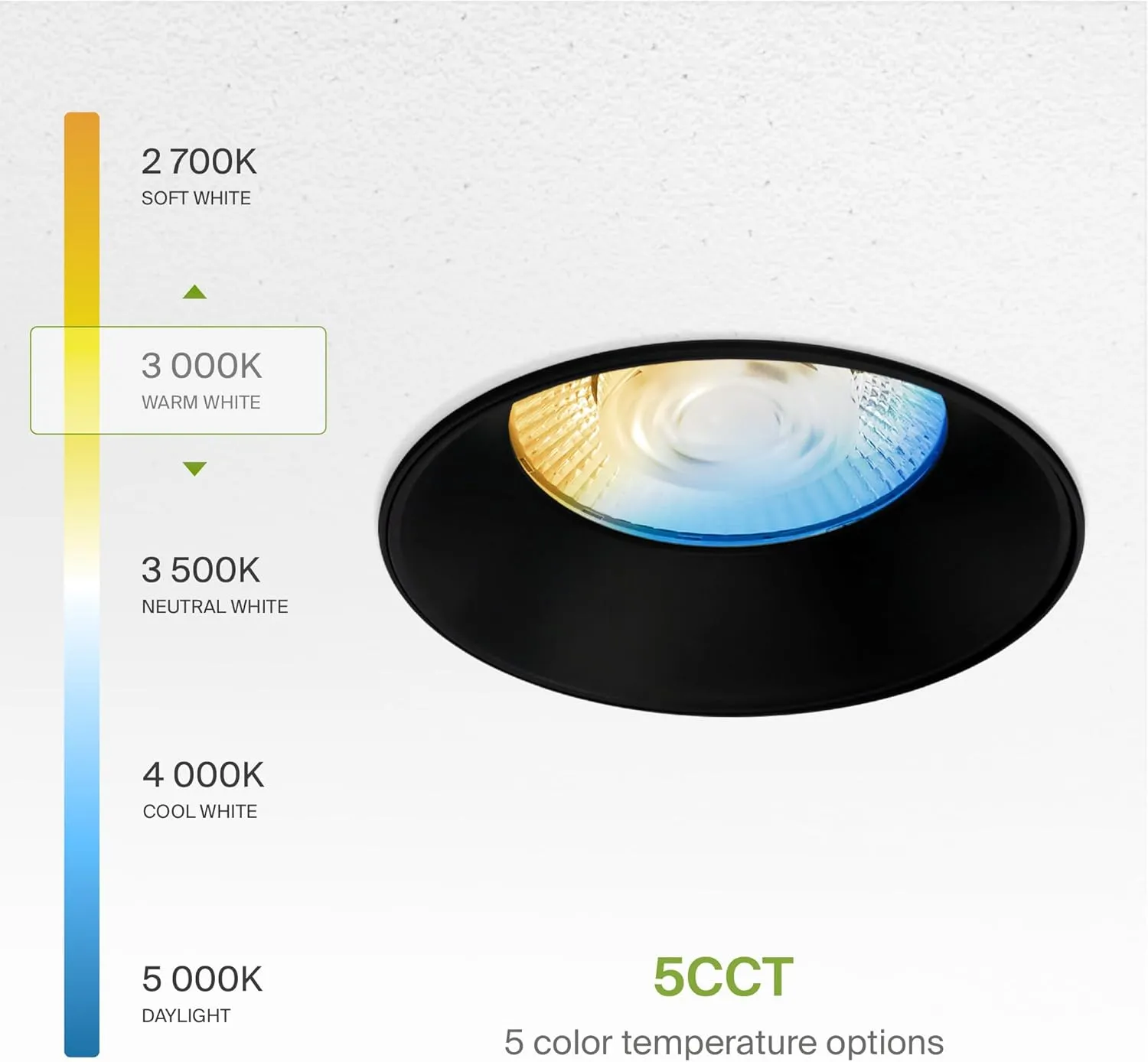 ASD Trimless LED Recessed Lighting 6 Inch, 24W 120V Round Commercial Downlight, Canless Dimmable Lights for Ceiling, 5 CCT 2700K-5000K, CRI 90 , IC Rated, ETL, Energy Star, Black, 12 Pack