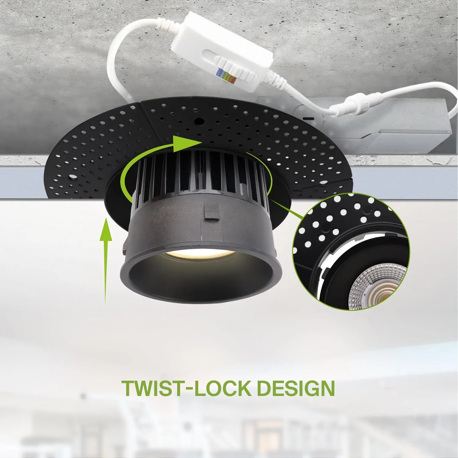ASD Trimless LED Recessed Lighting 6 Inch, 24W 120V Round Commercial Downlight, Canless Dimmable Lights for Ceiling, 5 CCT 2700K-5000K, CRI 90 , IC Rated, ETL, Energy Star, Black, 12 Pack
