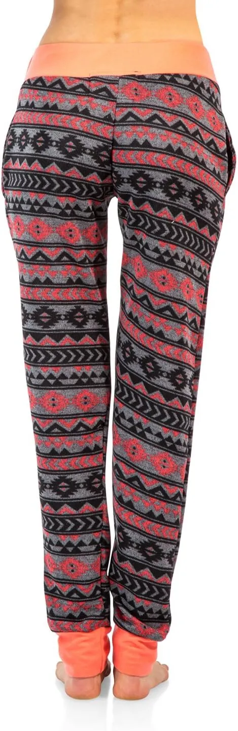 Ashford & Brooks Women's Cotton Henley with Sweater Fleece Pants Pajama Set