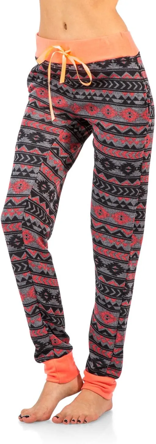Ashford & Brooks Women's Cotton Henley with Sweater Fleece Pants Pajama Set