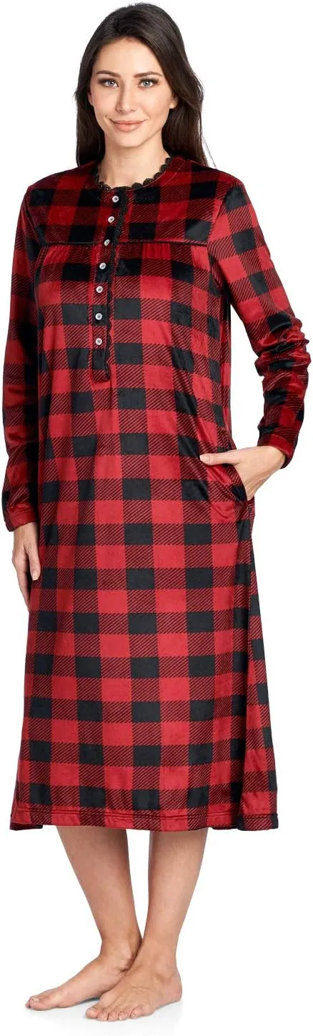 Ashford & Brooks Women's Micro Fleece Long Sleeve Nightgown