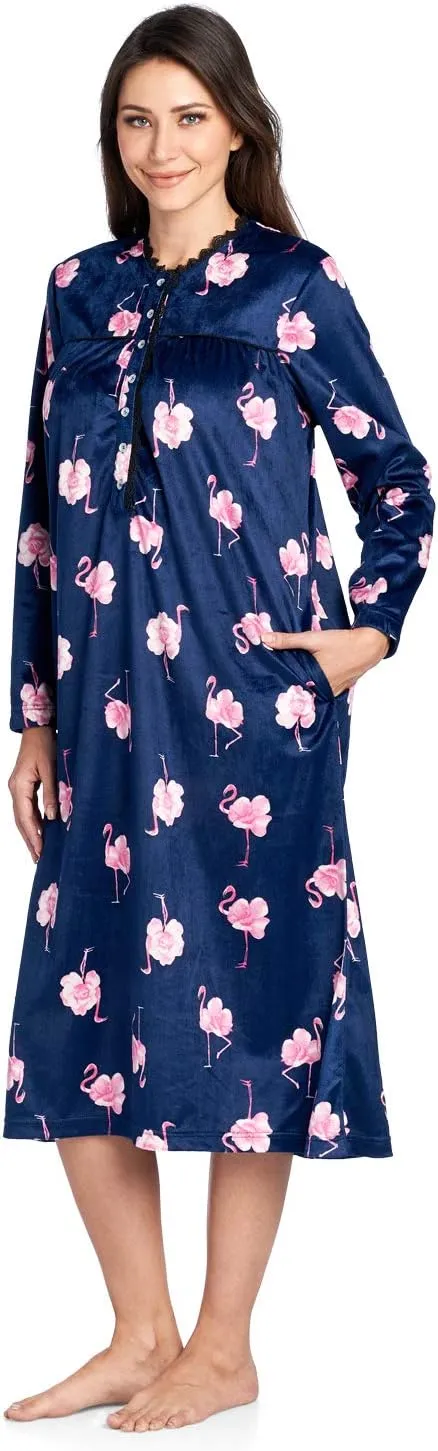 Ashford & Brooks Women's Micro Fleece Long Sleeve Nightgown