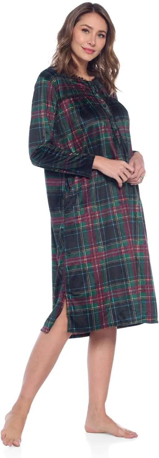 Ashford & Brooks Women's Micro Fleece Long Sleeve Nightgown