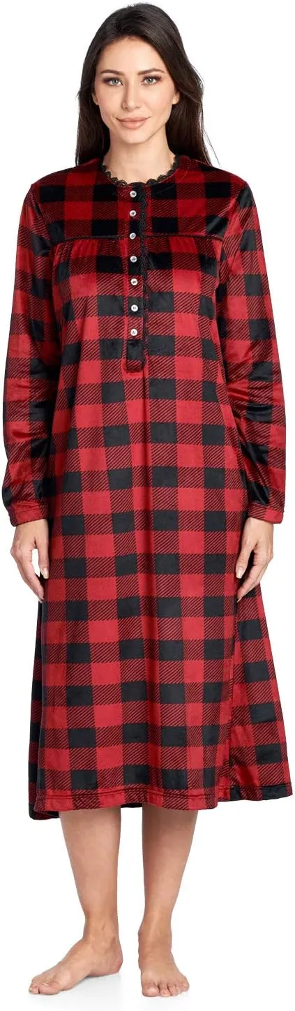 Ashford & Brooks Women's Micro Fleece Long Sleeve Nightgown
