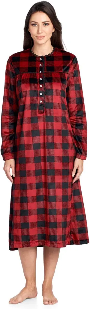 Ashford & Brooks Women's Micro Fleece Long Sleeve Nightgown