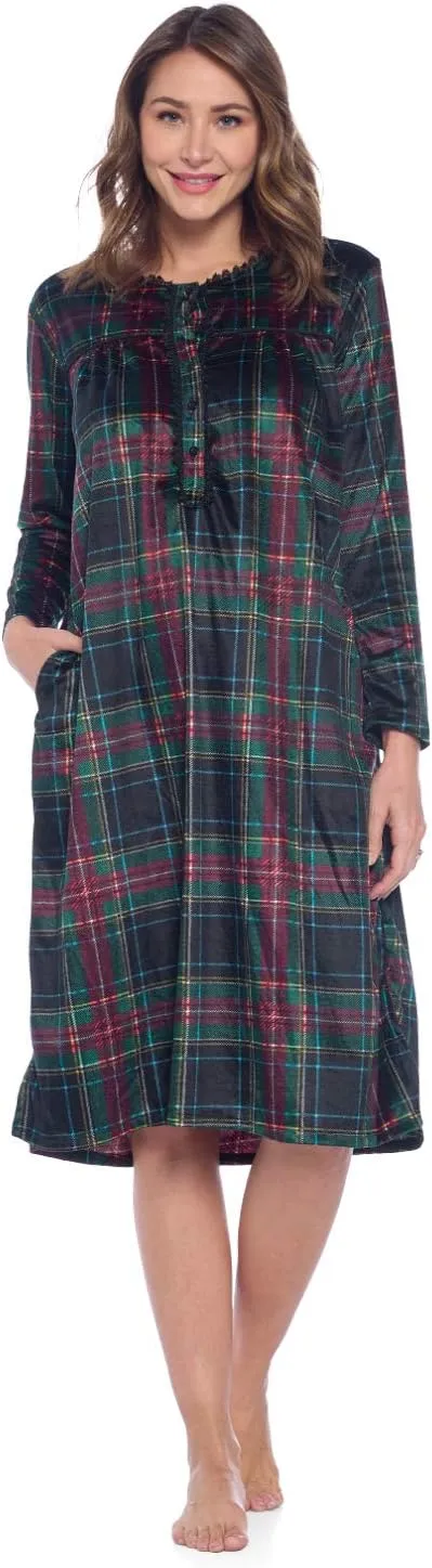 Ashford & Brooks Women's Micro Fleece Long Sleeve Nightgown