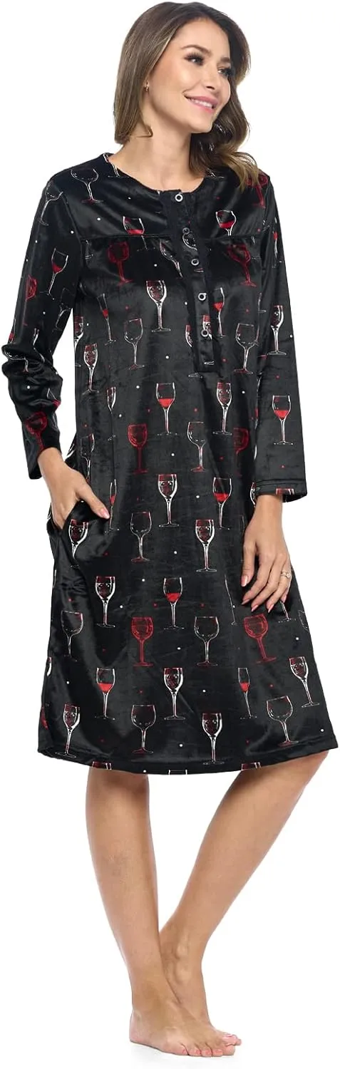 Ashford & Brooks Women's Micro Fleece Long Sleeve Nightgown