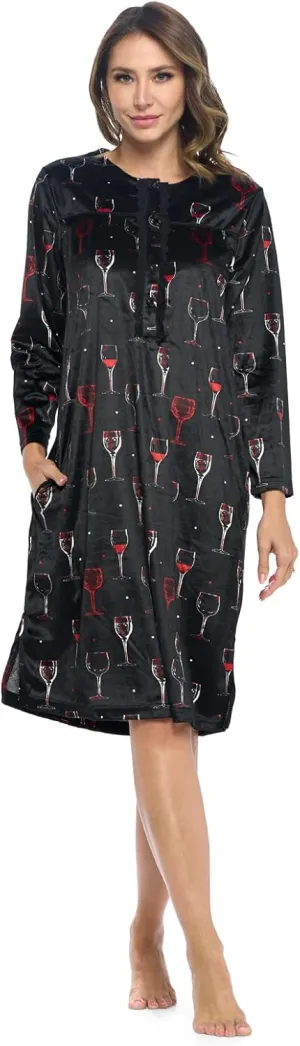 Ashford & Brooks Women's Micro Fleece Long Sleeve Nightgown