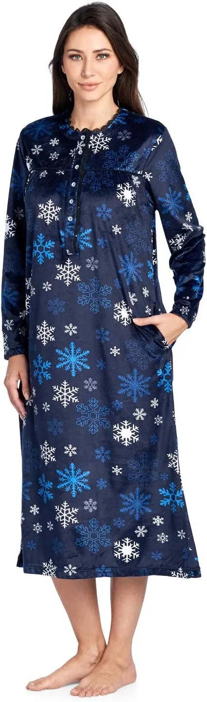 Ashford & Brooks Women's Micro Fleece Long Sleeve Nightgown